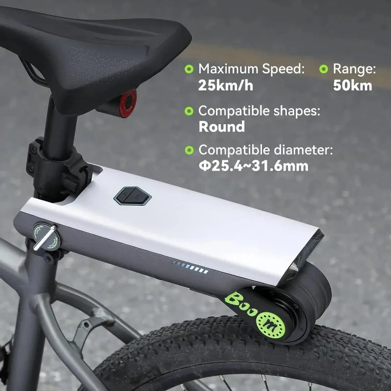 P.Wheel 200W Portable Bike Power Assist E-Bike Conversion Kit – 2kg Lightweight Seatpost Motor, 50km Range, Smart App Control & 30-Sec Install