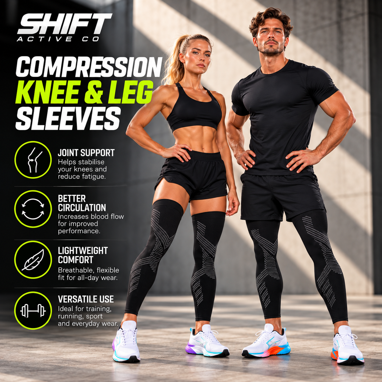 Shift Compression Sleeves for Knees & Legs